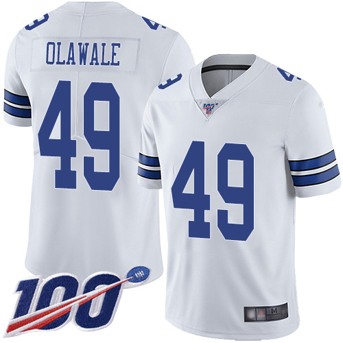 Men Dallas Cowboys Limited White Jamize Olawale Road #49 100th Season Vapor Untouchable NFL Jersey